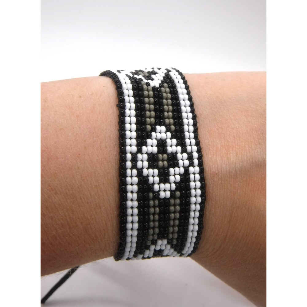 Loom Beaded Bracelet Black, White & Gray